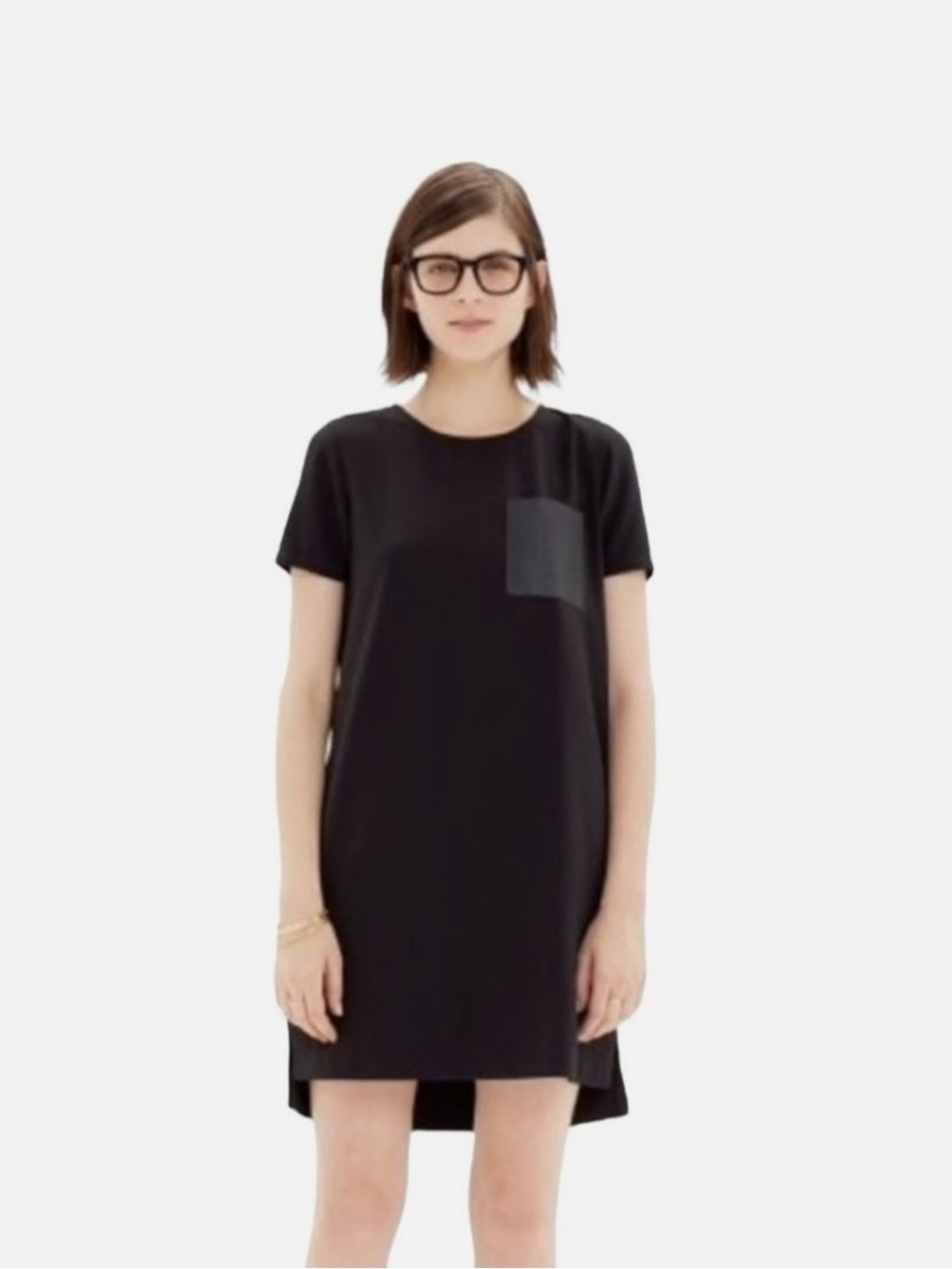 J. Crew Faux Leather Pocket Sheath Dress Black